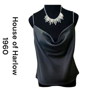 House Of Harlow Elegant Black Satin Cowl Neck Cami. Size Small.